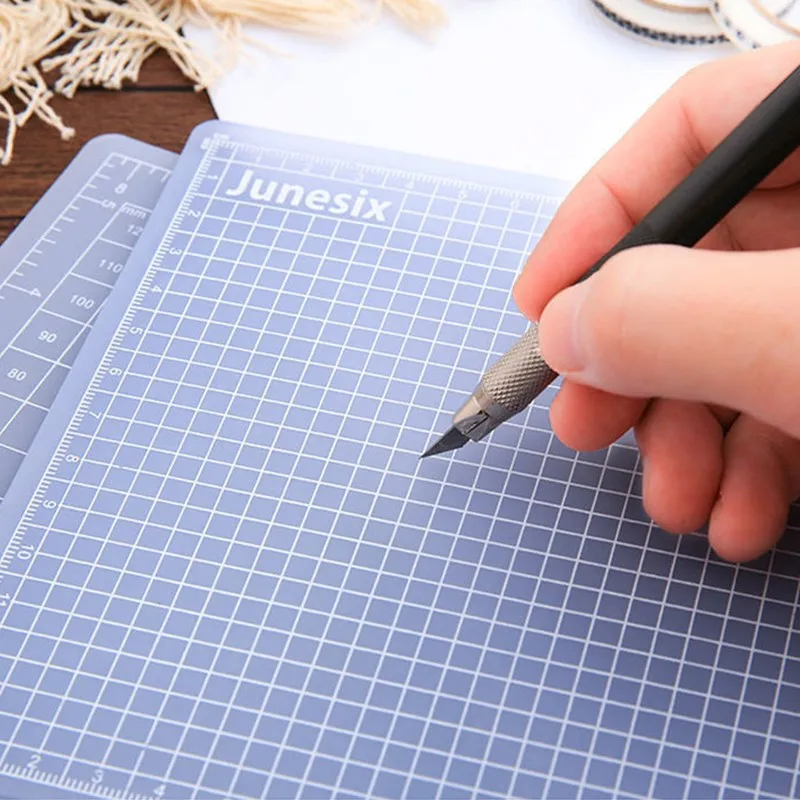 Tapete de corte de PVC translúcido A5, herramienta Manual de goma para tallar papel, almohadilla cortadora, tablero de grabado autocurativo de doble cara
