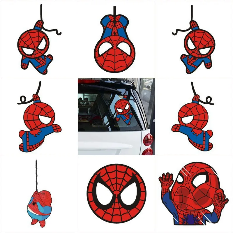 

Marvel Spider Man Car Sticker Superheroes Cartoon Anime Figure Waterproof Window Windshield Scratches Decor Laptop Luggage Decal