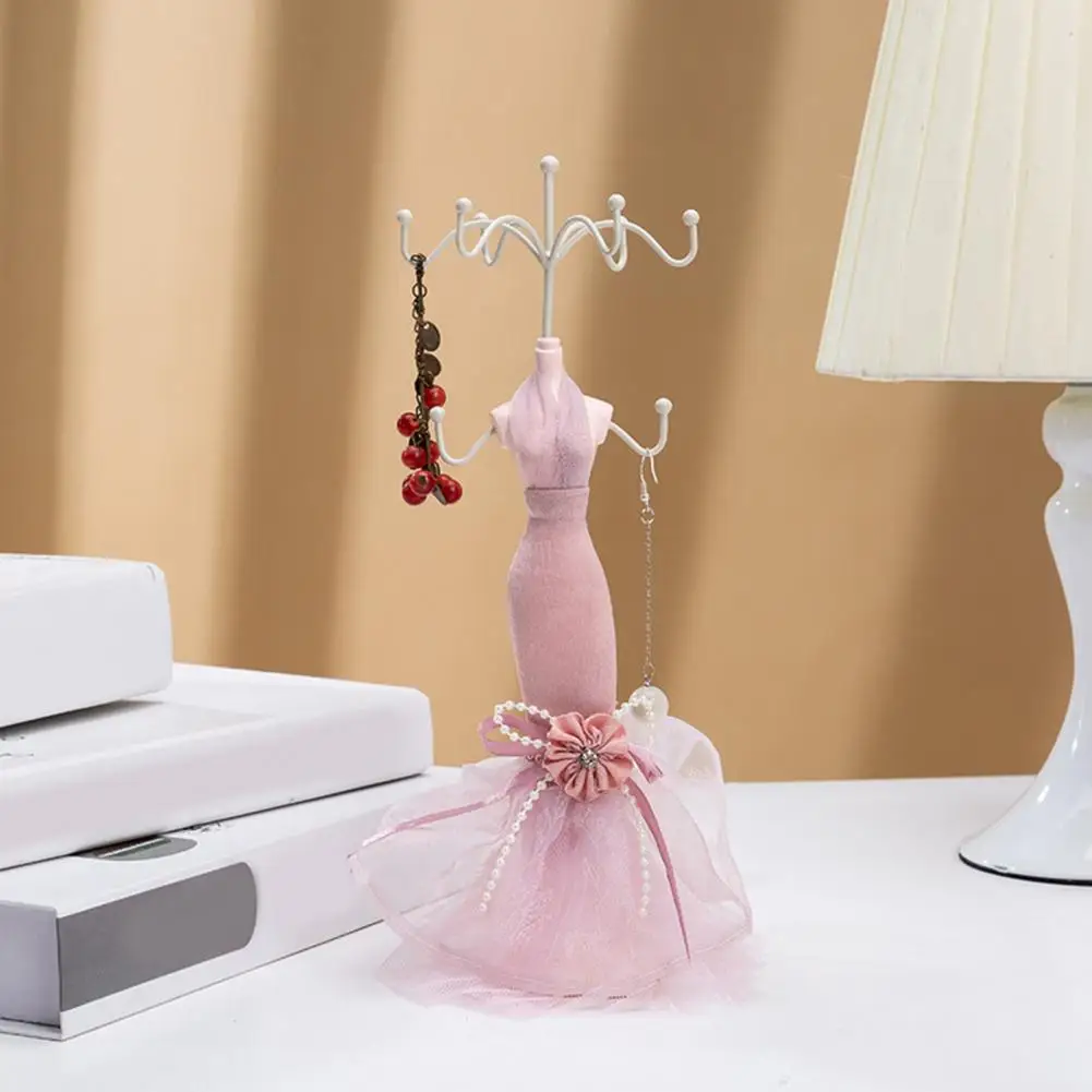 

Mini Jewelry Stand Lady Mannequin Jewelry Organizer with 8 Hooks 2 Tier Necklace Bracelet Earring Ring Holder Display Stand