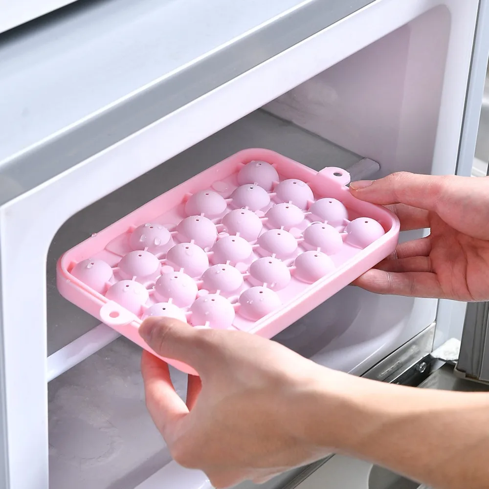 25 Grid Ice Cube Tray Silicone Easy Release Round Ice Sphere Tray Stackable Design Mini Ice Ball Maker Mold For Freezer Use
