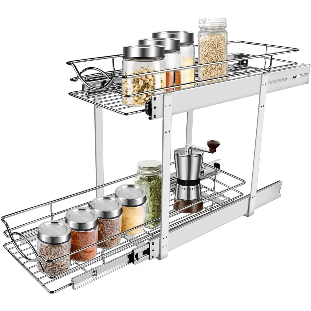 

Sikarou Pull Out Cabinet Organizer 7" W x 21" D 2-Tier Individual Slide Out Drawer Pantry Shelf Storage for Kitchen Base