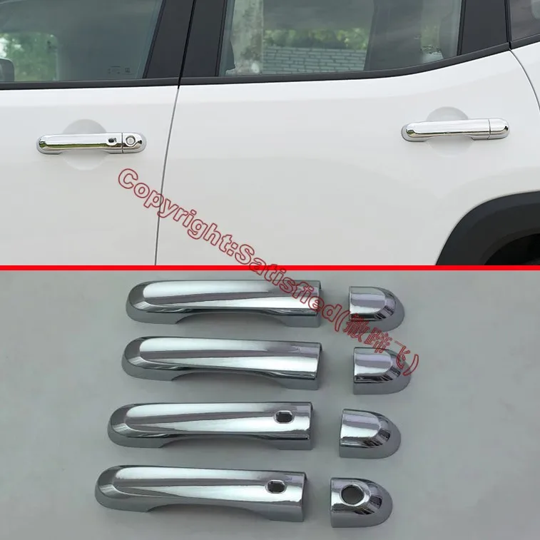 

ABS Chrome Door Handle Cover Trim With Smart Hole For JEEP Renegade 2015 2016 2017 Car Accessories Stickers W4