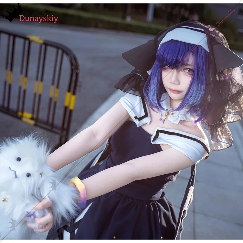 YiNuo*/Cosplay Fuji Miyako Long Dress Costume Jirai Kei Thunder Mine Ribbon Bow Strap Skirt Lolita DIY Halloween Disguise DECORA