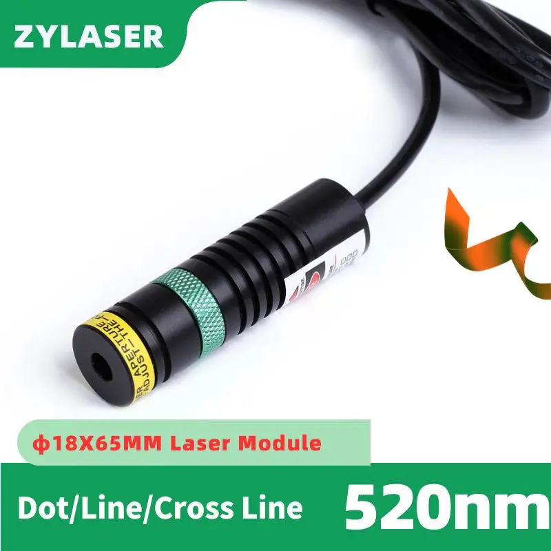 18X65mm Focusable 520nm Green Cross Line/Dot/Line Laser Diode Module Locator with Adapter & Holder for Positioning Cutting