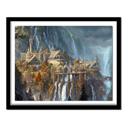 5d diy Diamond Painting Nature waterfall cross stitch kits Diamond  full diamond Embroidery Fantasy Castle Pattern decor