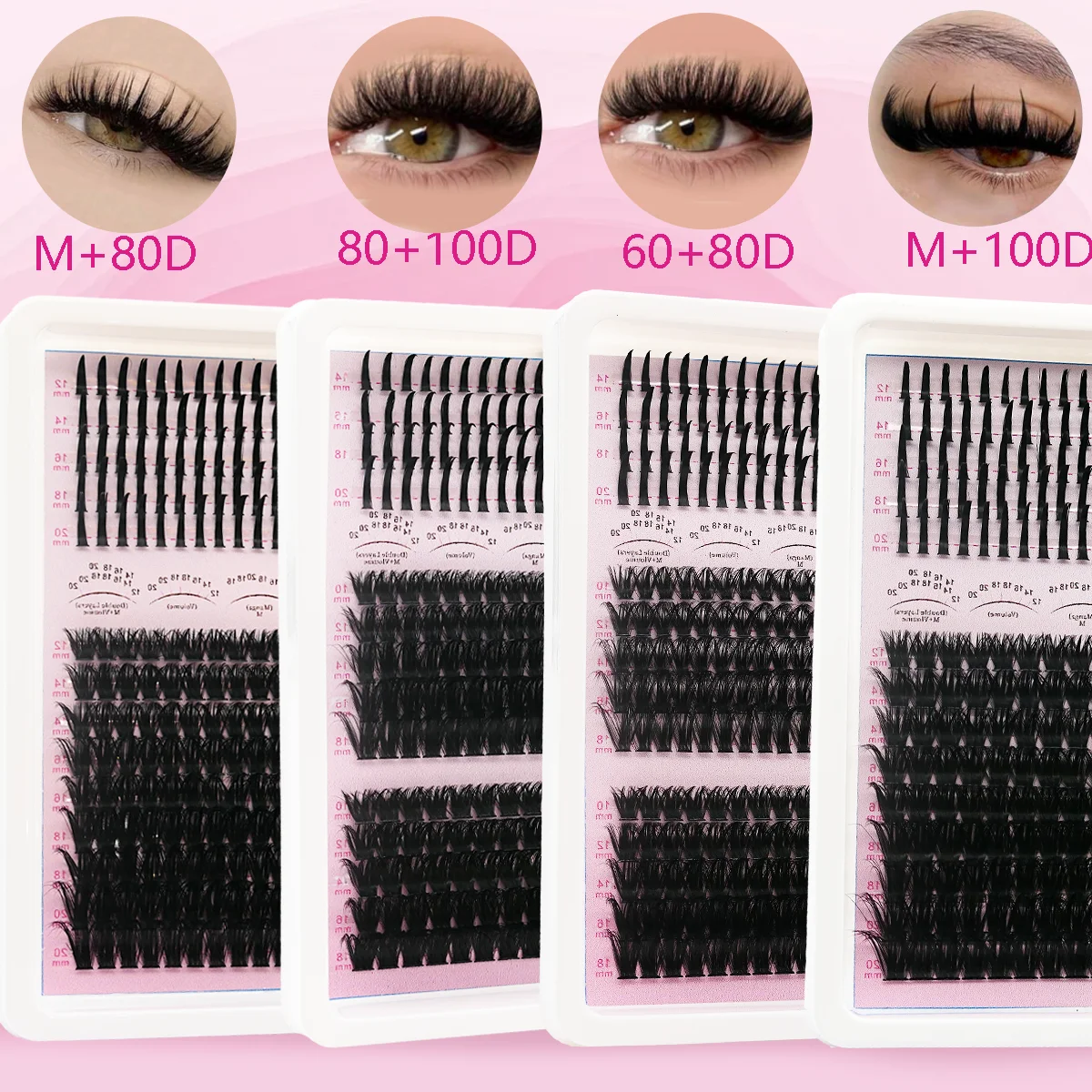 Faux cils artificiels épais à grappe unique naturelle féerique, maquillage de jeu mixte, courbe D, grande capacité, 14 rangées