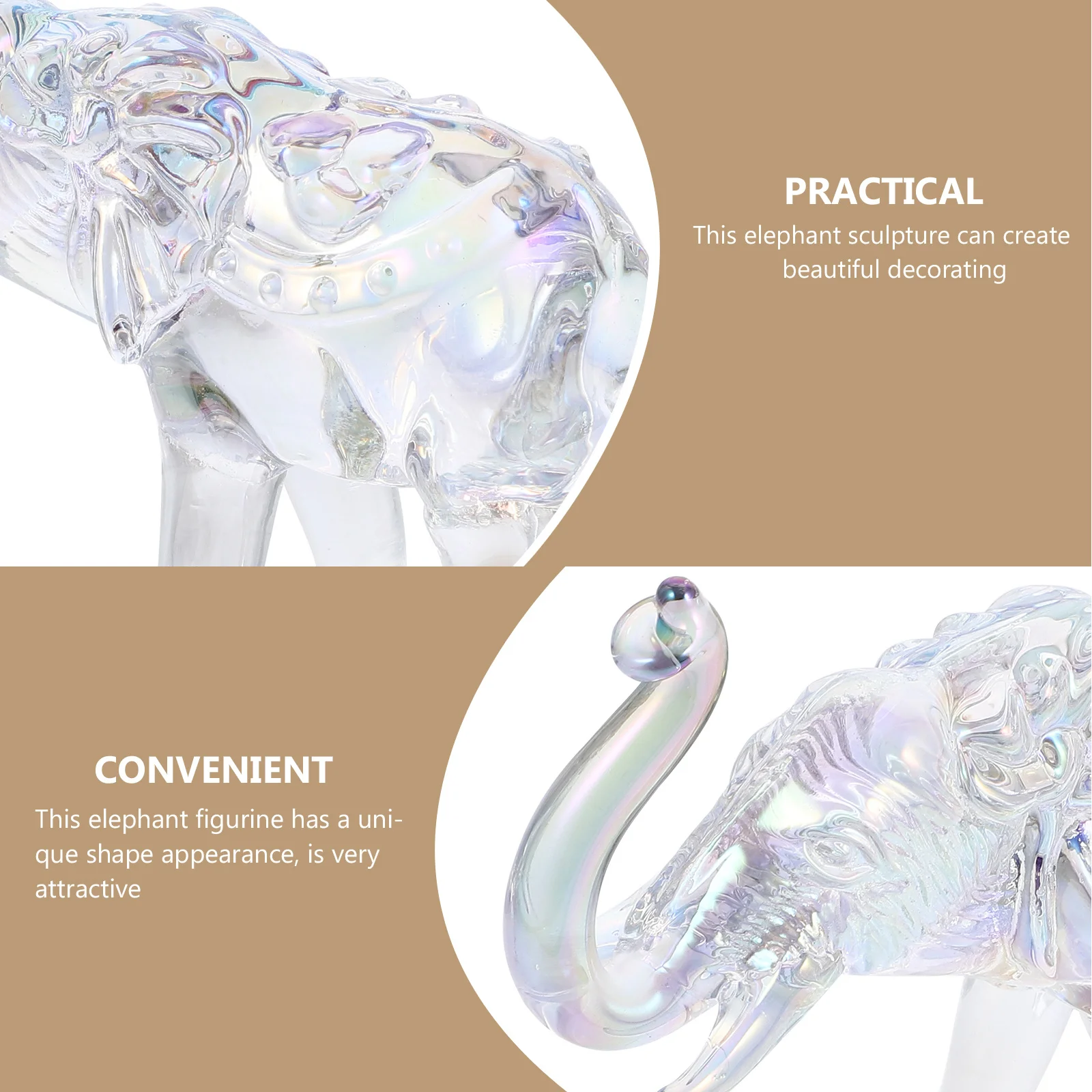 

The Animal Home Sculpture Crystal Figurines Elephant Statue for Desktop Decor Small Ornament