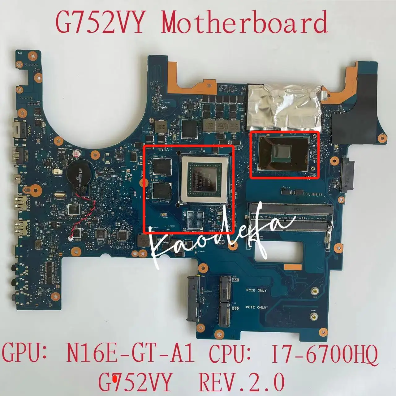 

G752VY For ASUS ROG G752 G752VY G752VL G752V G752VS Laptop Motherboard CPU:I7-6700HQ GPU:N16E-GT-A1 DDR4 REV.2.0 Tested original