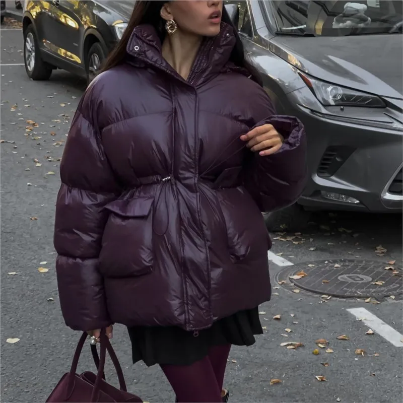 2024 Winter Stehkragen Spitze-Up Warme frauen Jacke Mode Verdickte Baumwolle Kleidung Casual Baumwolle Jacke frauen straße Jacke