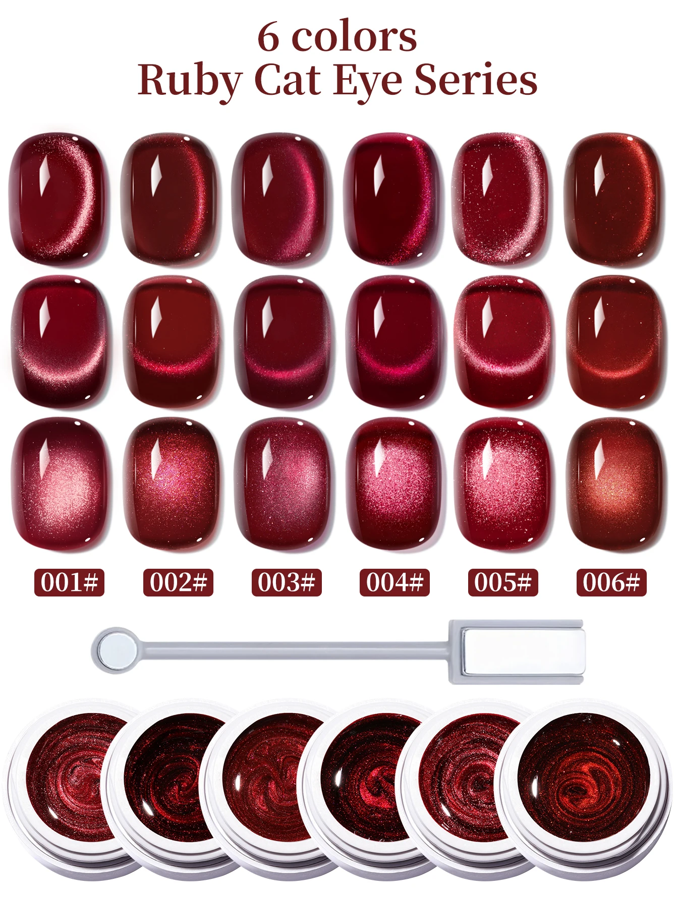 

6 Colors 5ml New Reflective Cat's Eye Magnetic Nail Polish Gel Nail DIY Female Gift Contains Magnets