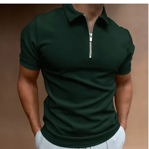 

Men's Polo Shirt Solid Color Pajamas Men's Short-sleeved Lapel T-shirt Casual Fitted Tops in Europe and The United States Men's