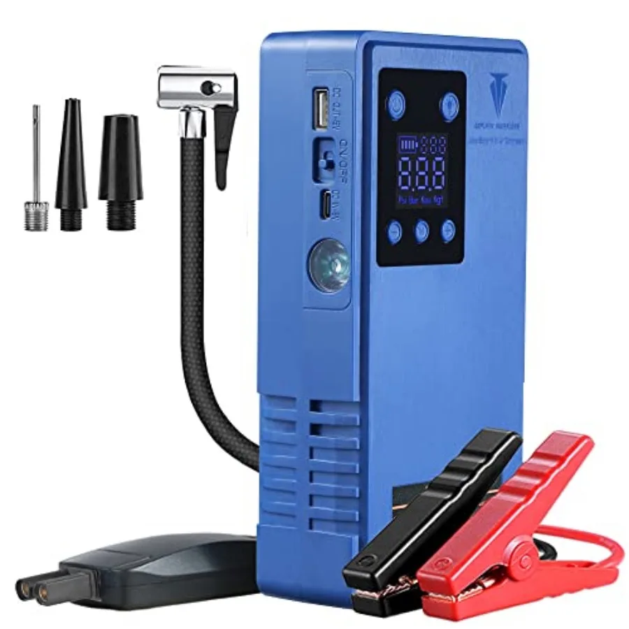 

Tire Inflator Portable Air Compressor with Jump Starter 12V Battery Booster Air Pump Car Tires Accessories Tire Pump with Digit
