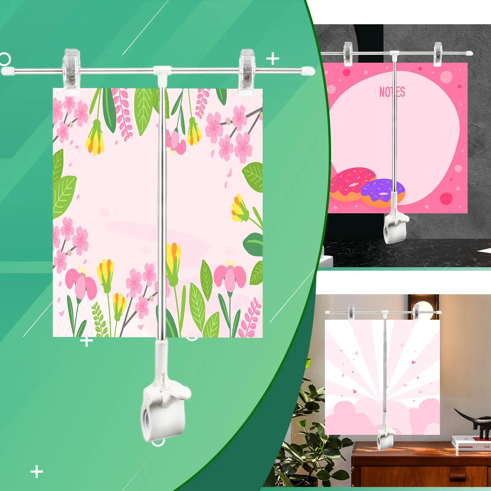 Stainless Steel Advertising Paper Display Stand for Clothing Store Window Clip on Poster Holder Adjustable Height 30cm to 90cm