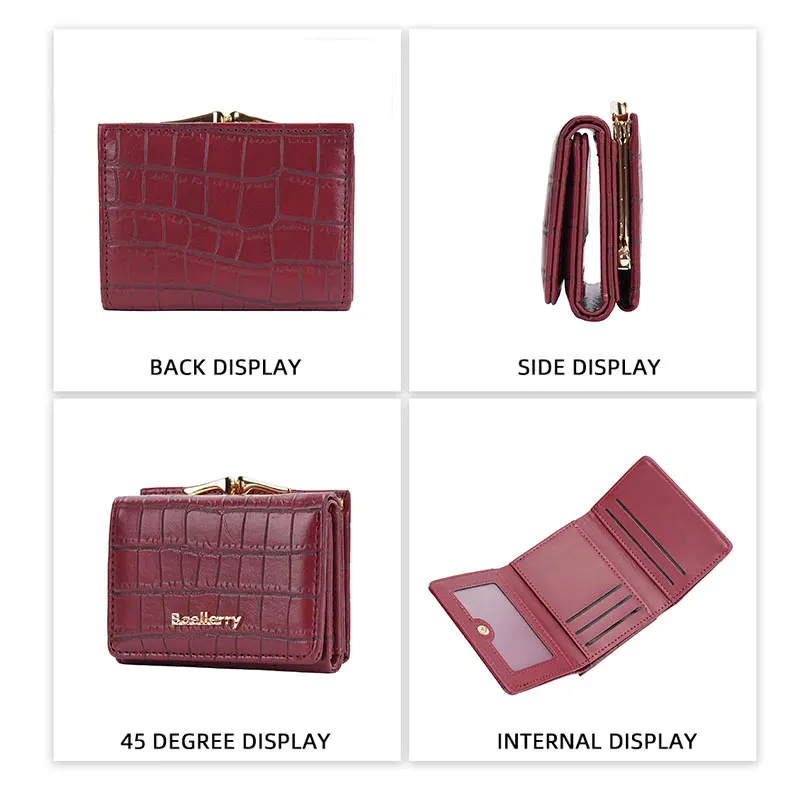 Baellerry-Carteira Curta para Mulheres, Bolso de Moedas, Crocodilo Estampado, Bolsa Feminina, Porta-Fotos, Porta-Cartões Hasp Meninas, Novo