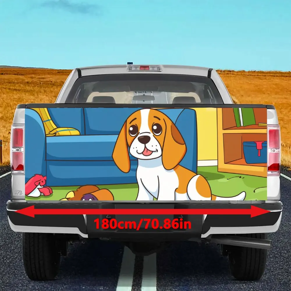 Cartoon Beagle Dog House Print Car Tail Trunk Protect Vinly Decal Auto Accessories Hood Decoration Sticker for Off-road Pickup