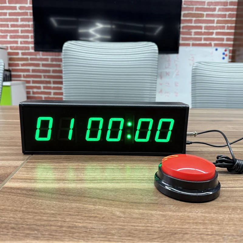 

CP13 Portable Multi Functional Timer Digital Clock LED 6 Digits Countdown Stop Watch Clock With Wired Button