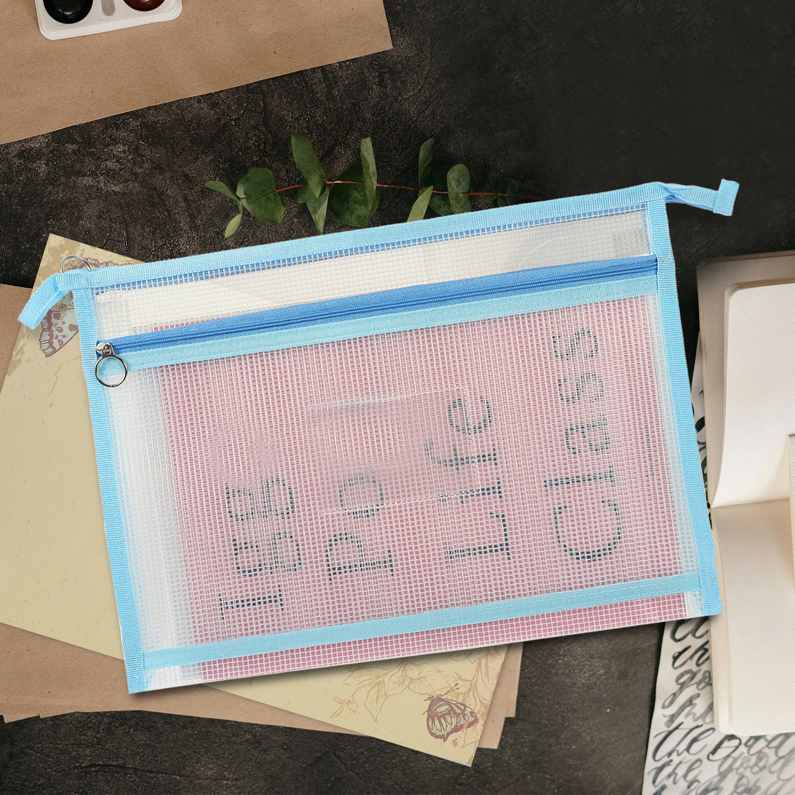 

Large Capacity Document Bag Mesh Zipper Pouch Blue File Storage Papers ganizer Education Supplies Classroom Must Haves