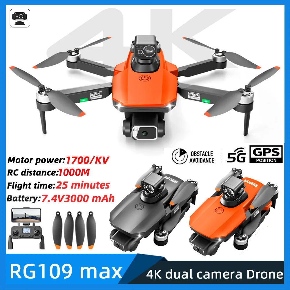 

Drone 4k Professional RG109 MAX 5G GPS Wifi Brushless Motor Obstacle Avoidance Quadcopter Toys Helicopter RC Distance 1200M Dron