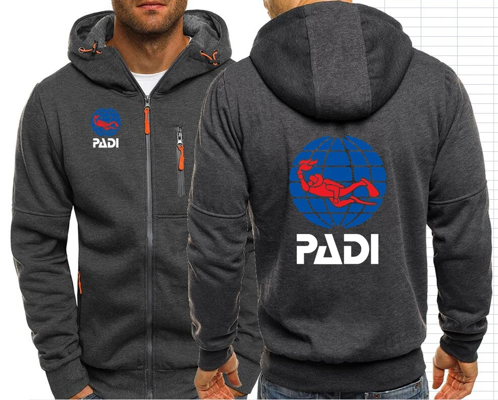 Scuba Driver Padi Men Jackets Hoodies Coats Hooded Sweatshirt Men Zip-up Hoodies Jacket Hooded Sweatshirt Outwear Streetwear