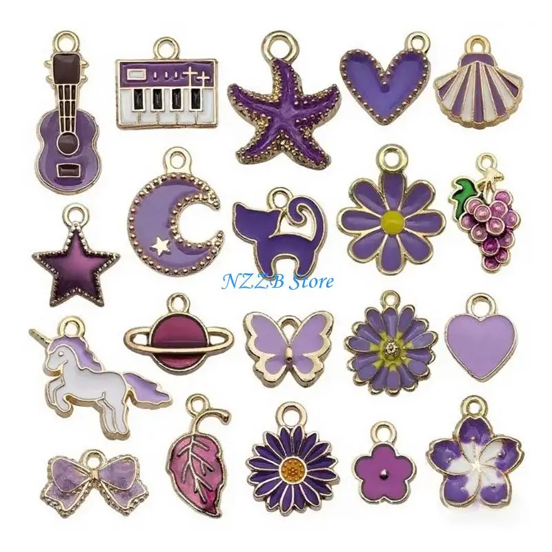 

T21F Bulk 20pcs Colorful Zinc Alloy Pendants For Handmade Jewelry Craft Projects And Accessories Necklaces Charm