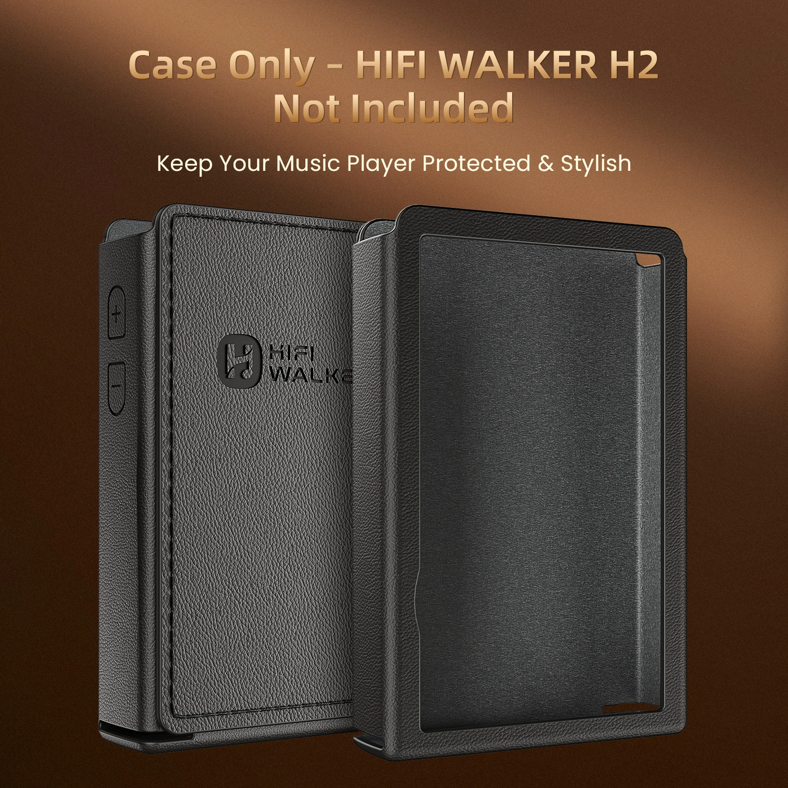 HIFI WALKER Protective PU Leather Case for H2 Portable HiFi Music Player, Shockproof & Durable, Black