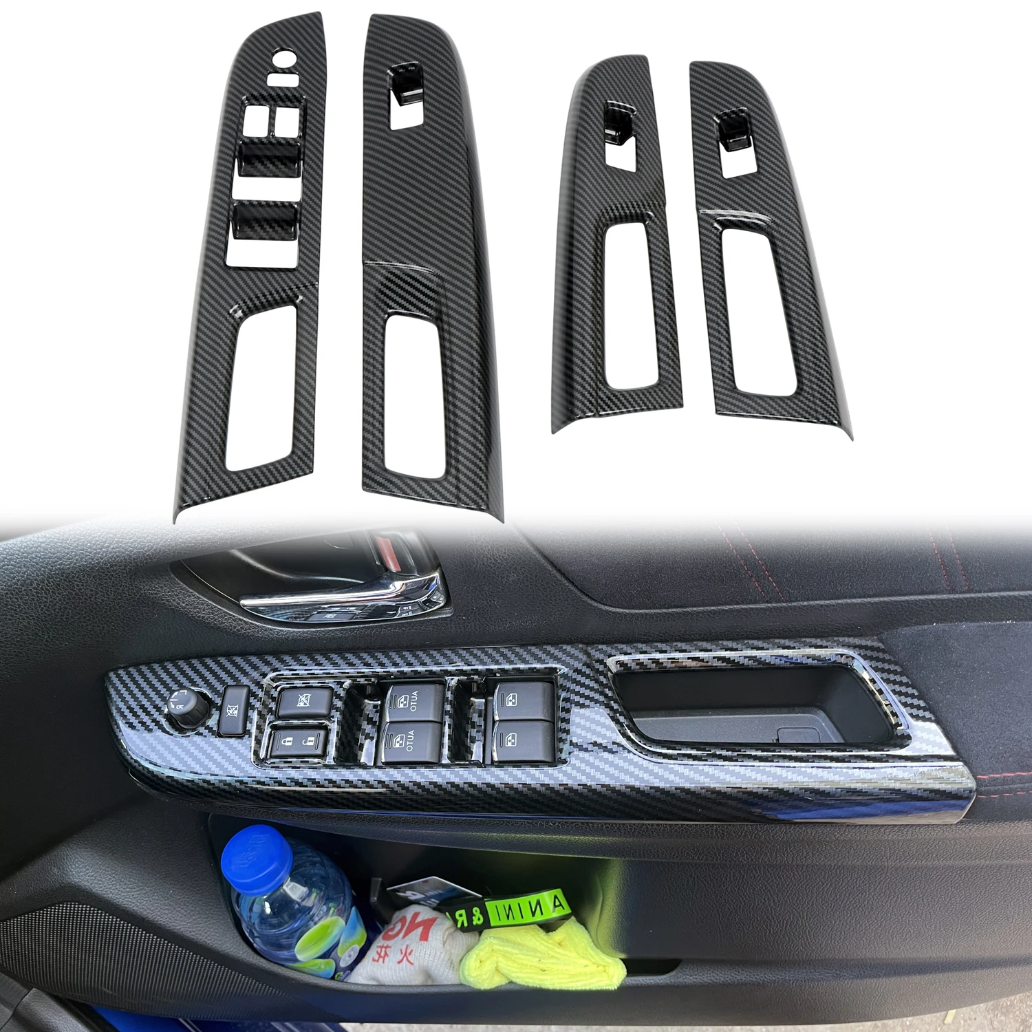 

RHD! for Subaru WRX STI 2015-2020 ABS Carbon Fiber Window Switch Panel Trim Cover Interior Door Switch Decoration Frame 4PCS