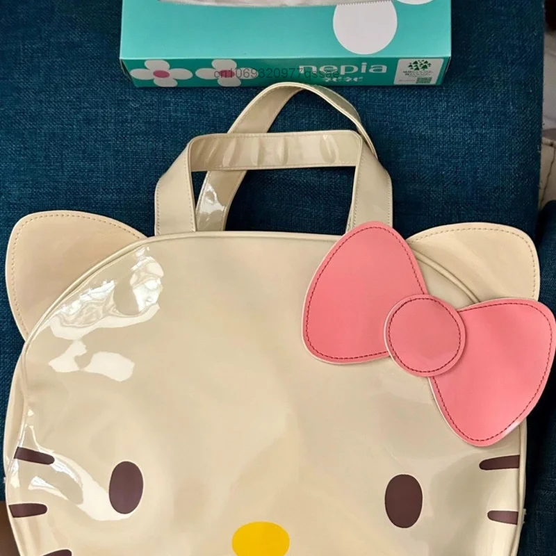 Middle Vintage Sanrio Hello Kitty Kitten Shaped Tote Bag For Girls PU Handbag 3D Cartoon Cute Cartoon One Shoulder Bag For Women