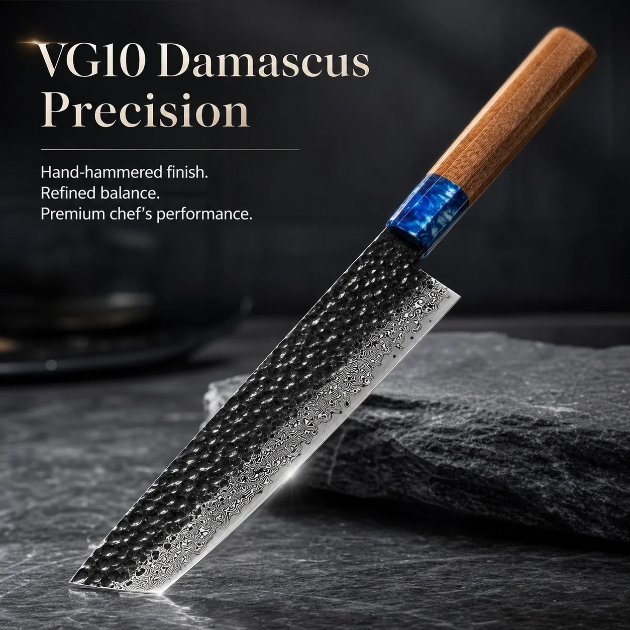 VG10 Damascus Steel Core Professional Beef Chef Knife High Carbon Blade Ergonomic Wooden Handle Kitchen Cutlery For Home Restaurant Cooking