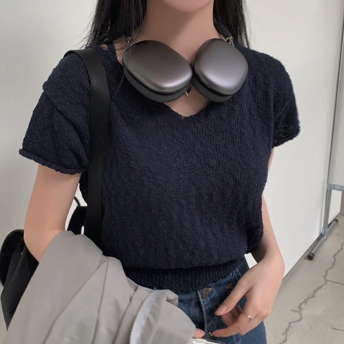 

Тонкий вязаный топ для похудения, весна-лето, новый универсальный топ ort Sve для женщин, китайский бренд