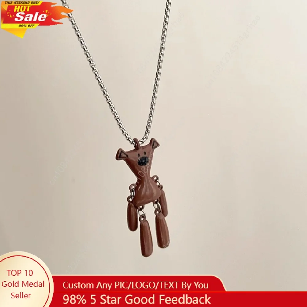 

Maillard Acrylic Bear Pendant Necklace Kpop Sweater Chain Jewelry Fashion Necklace For Women Trendy Fall and Winter Accessories