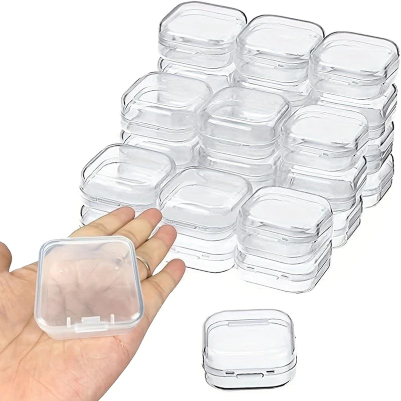 30 Packs Clear Small Plastic Containers Transparent Storage Box With Hinged Lid For Small Items (1.7X1.7X0.79Inch)