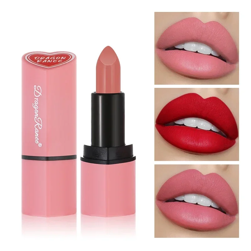 Heallor ลิปสติกหัวใจแห่งความรักที่น่ารัก lipstik Nude Matte กำมะหยี่สีชมพูสีแดงกันน้ำลิปสติกติดทนลิปบาล์มคราบชุดลิปสี mA