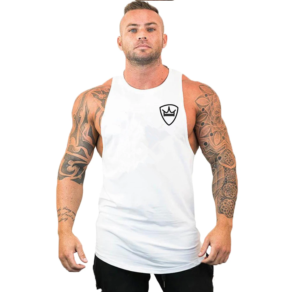 Uomo Bodybuilding abbigliamento cotone camicia senza maniche marca palestra Stringer canotta uomo Fitness gilet canotta abbigliamento sportivo