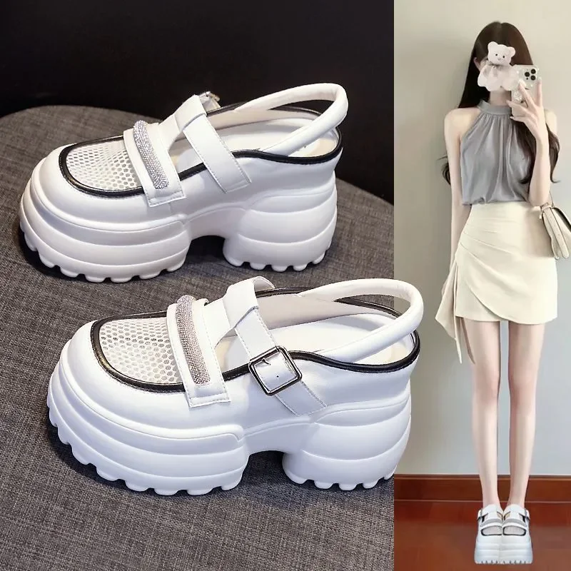 Platform Chunky Heel Goth Sandals for Women Girl Roman Buckle Strap Block Chunky Heel New Summer Open Toe Casual Sandalias Mujer