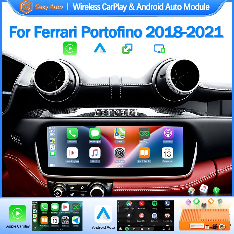 Wireless Carplay Android Auto Module For Ferrari Protofino GTC4 F8 812 488 Mirroring AirPlay Support OEM Mic Reversing Car Play