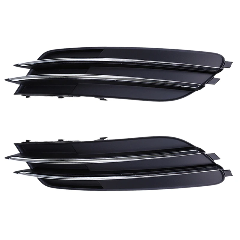 For  A6 C7 2011-2014 Chrome Strip Front Left Right Bumper Lower Grilles Cover Front Fog Light Cover Lamp Mask