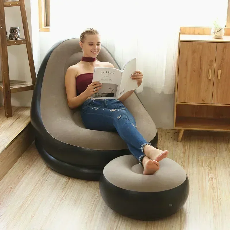 Inflatable Portable Sofa Folding Lazy Bean Bag Sofas Chair Pouf Puff Couch Tatami Living Room Footstool Inflatable Bed Set