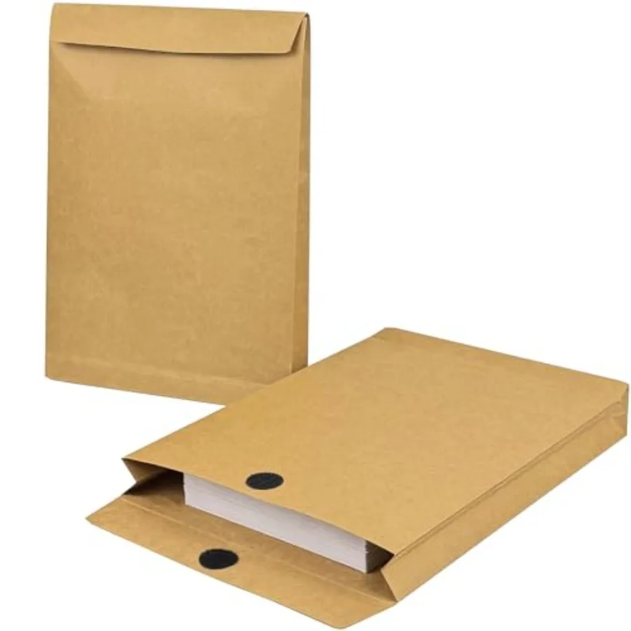 

Pack Expandable Large Kraft Envelopes 9.3" x 13" Big Mailing Envelopes Hook-and-Loop Closure Anti Tear Catalog Envelopes for Bu