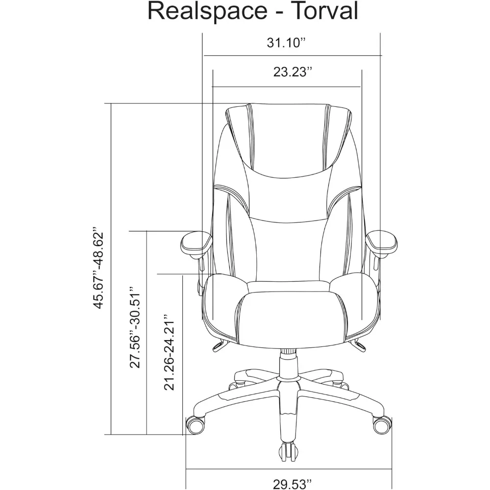 Torval Big & Tall Bonded Leather High-Back Computer Chair, Black/Silver, BIFMA Compliant