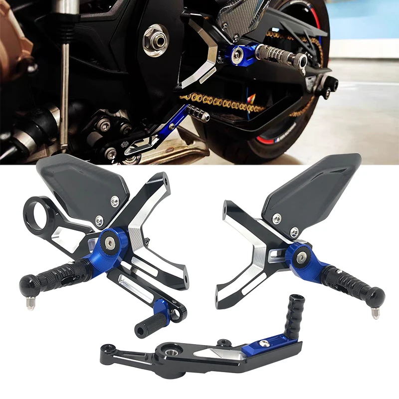 For BMW S1000RR S1000 RR S 1000RR 2019-2023 Motorcycle Carbon Fiber Adjustable Rearset Aluminum Foot Pegs Racing Rear Set