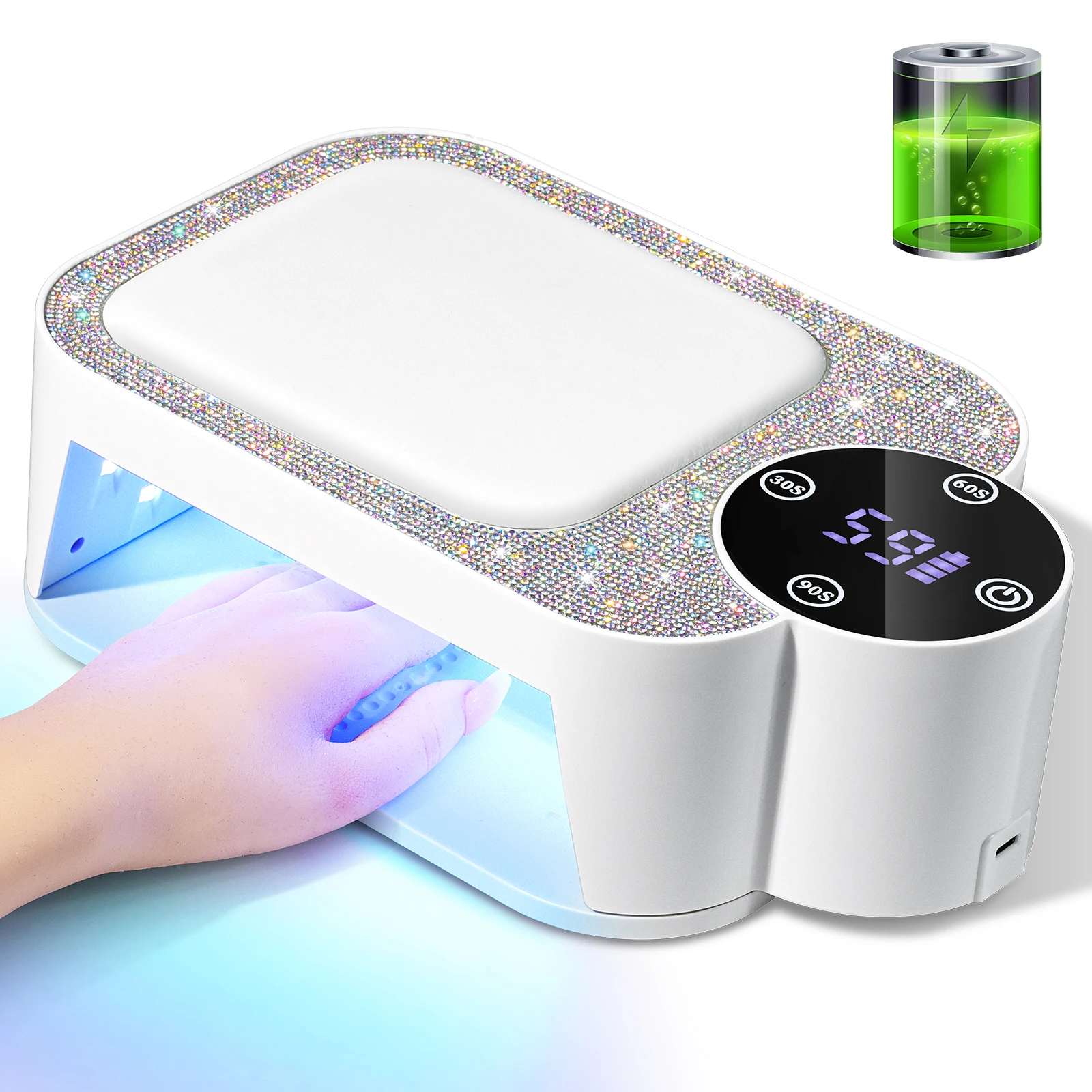 Professional UV LED Nail Lamp with Hand Pillow Cordless 45LEDs Rechargeable Nail Dryer for Gel Polish Curing Lamp Manicure Tool