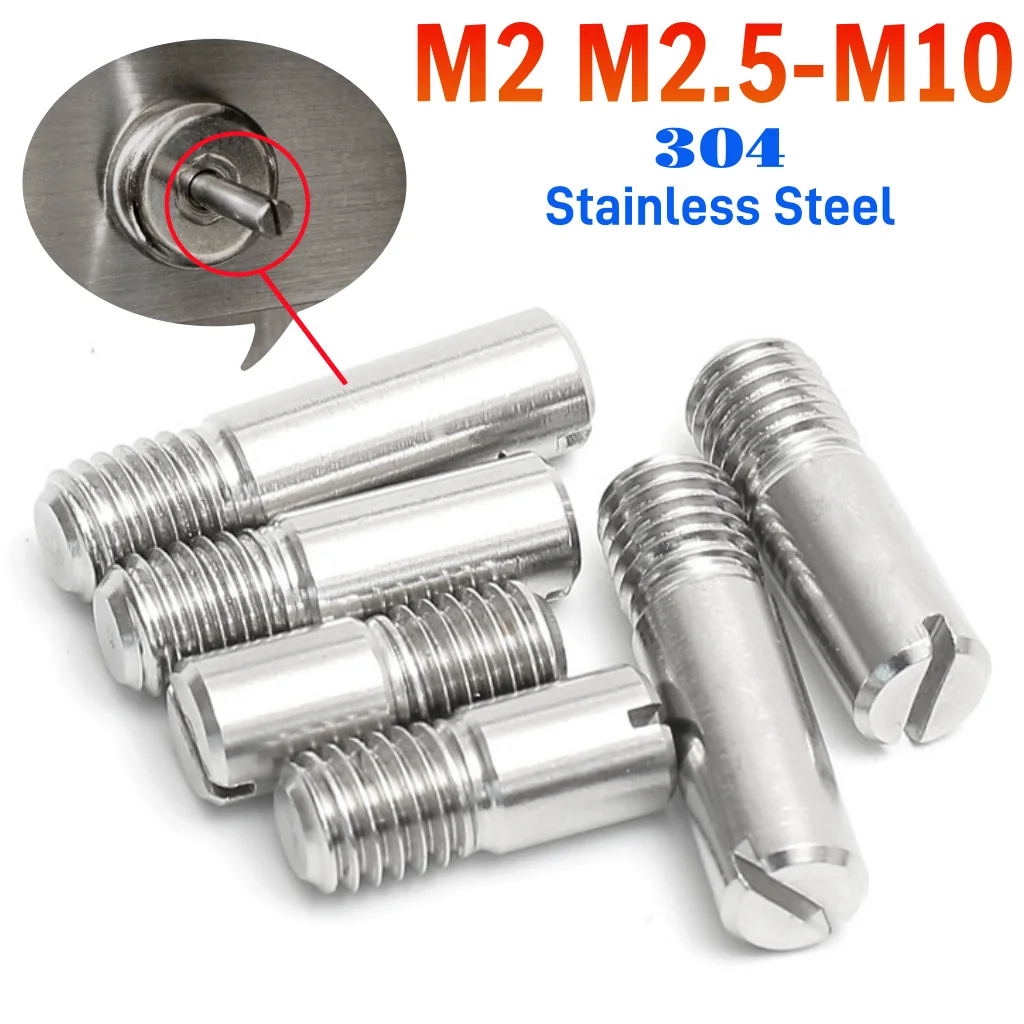 10/5/3pcs 304 Stainless Steel Slotted Cylindrical Pin Male Thread Solid Dowel Pin Locating Pin M2 M2.5 M3 M4 M5 M6 M8 M10