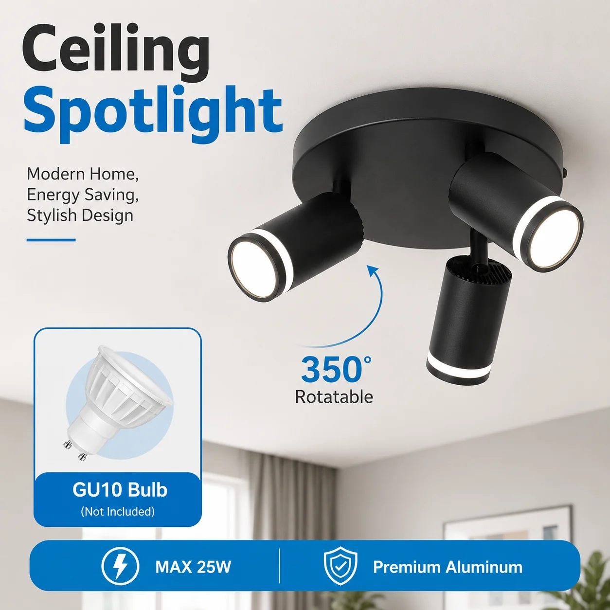 110V 220V LED Chandelier Ceiling Light GU10 LED Track Spot Light for Bedroom Corridor Spotlight Replacement Bulb Lighting