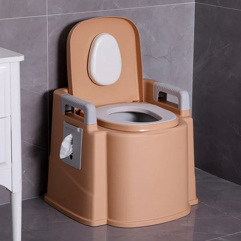 Portable Toilet for Elderly Adults Plastic Commode Chair Home Use Mobile Potty with Removable Bucket Travel Toilet