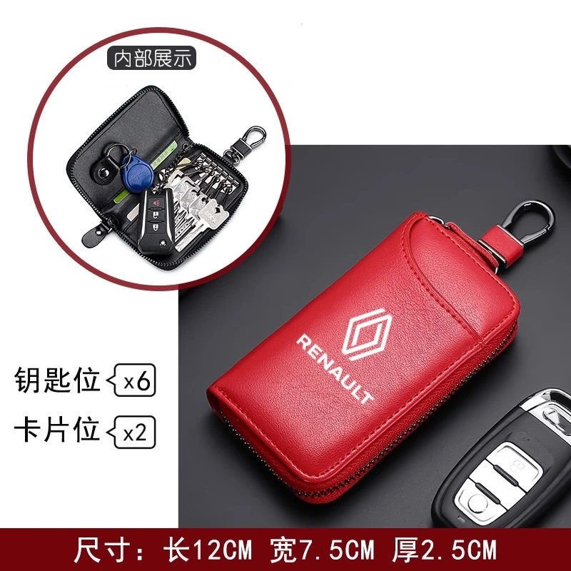 

Genuine Leather KeyChain Multifunction Wallet Car Key Case Keys Pouch For New Renault Clio Megane Trafic Captur Master Logan Kan