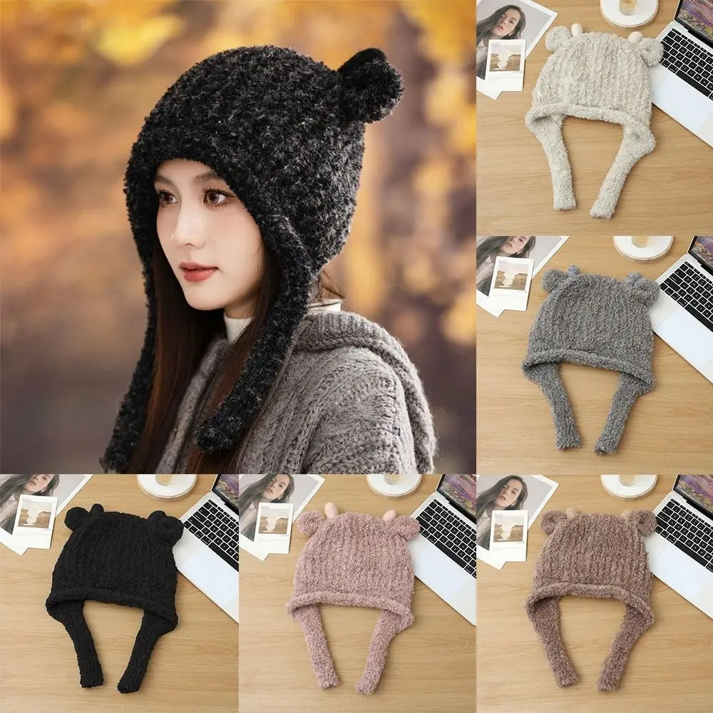 جديد الفراء محبوك غزل قبعة يندبروف سدادات حماية الأذن قبعة الشتاء مرونة الدافئة غطاء للأذنين قبعة في الهواء الطلق