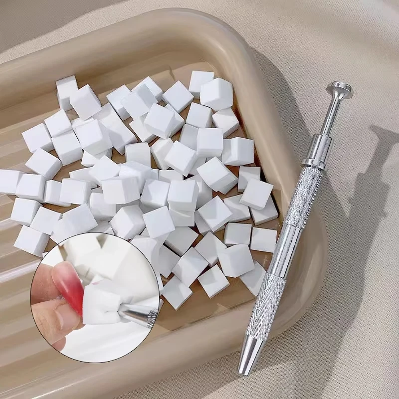 Juego de esponjas cuadradas para decoración de uñas, 50 Uds., pinceles degradados para uñas, diseño de esmalte de Gel, esponja para uñas, bolígrafo de agarre, suministros de manicura 229w