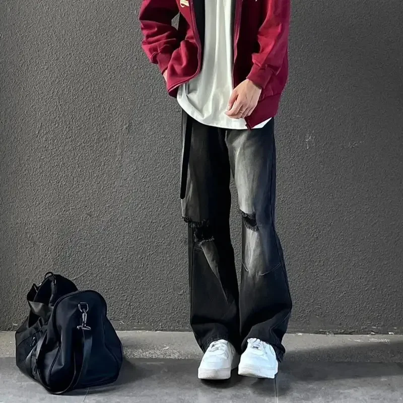 

Straight Men's Jeans Korean Trousers Style 90s Streetwear Autumn Clothing New in Clothes Y2k 2000s Vintage Xs Male Cowboy Pants