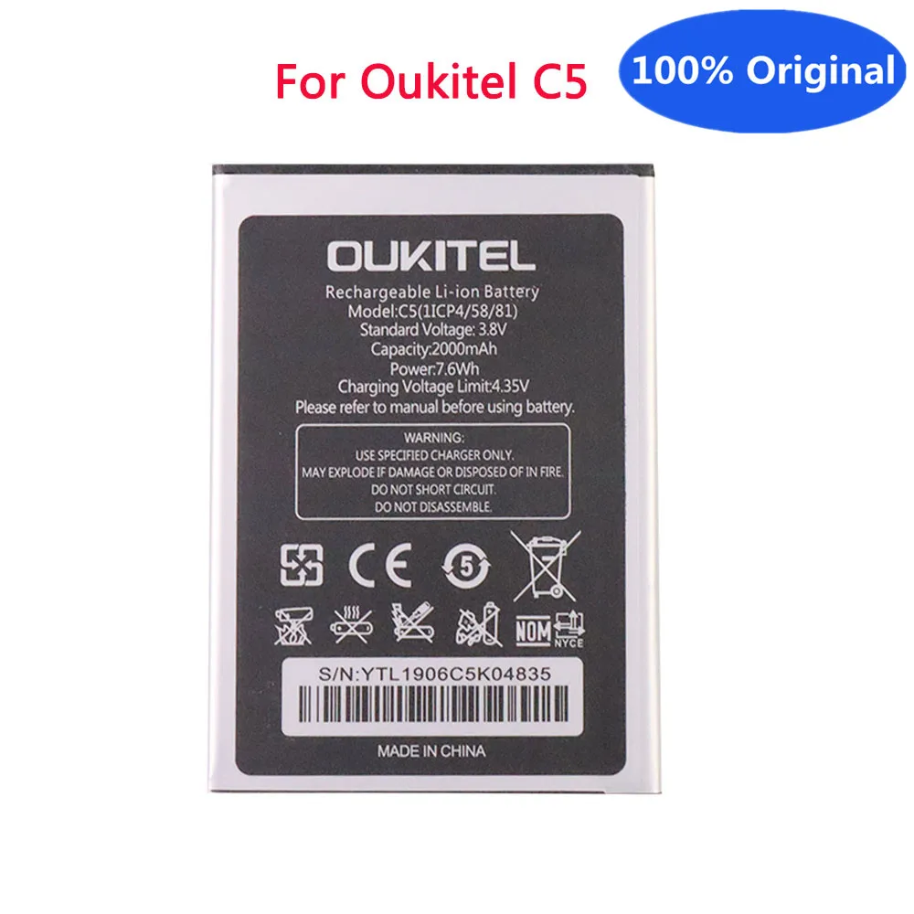 100% New 3.8V 2000mAh Battery For Oukitel C5 Special Spare Battery For Oukitel C5 PRO Mobile Phone Battery