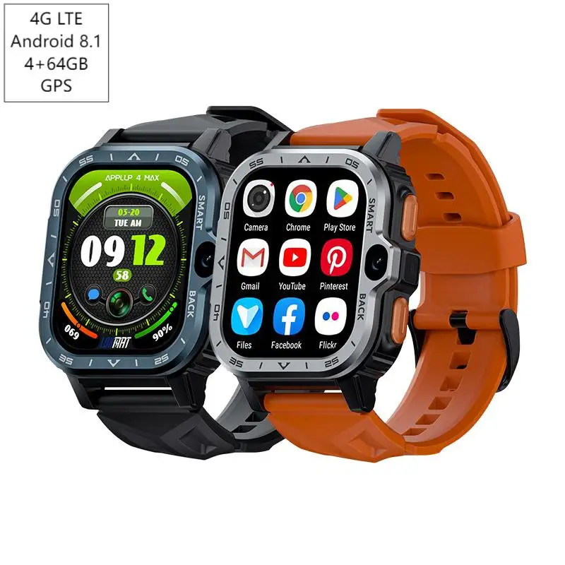 4G LTE Android Smart Watch Dual  LOKMAT APPLLP 4 MAX 4+64GB GPS 4G Smart Watches